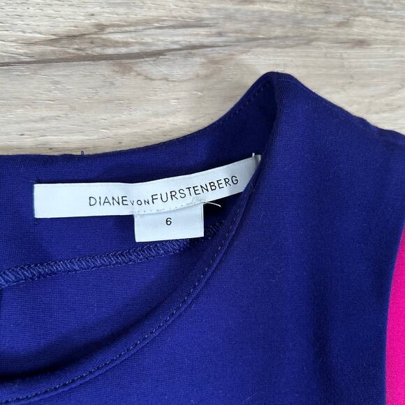 Diane von Furstenberg Magenta Navy Panel Bodycon Dress Size 6 - Picture 6 of 8